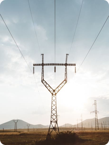 Power line tower in landscape